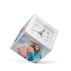 Cubo rotativo c/ relógio 10x10 cm personalizado