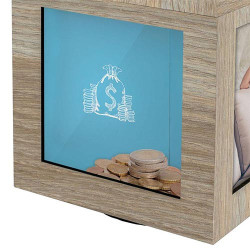 Cubo madeira mealheiro 13x13 cm personalizado